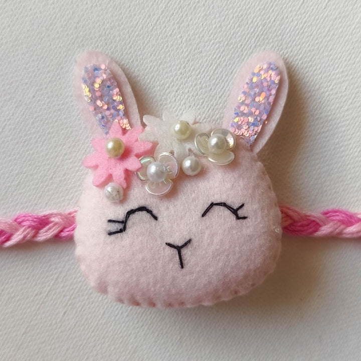 Soft Handmade Rabbit Felt Rakhi With Roli Chawal for Kids
