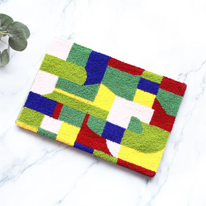 Hand Embroidered Cityescape Cotton Tablet Sleeve | 8 x 6 Inch