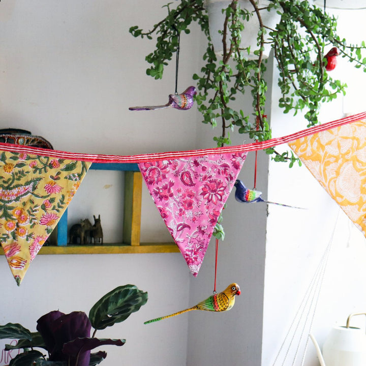 Handmade Printed Colourful Reversible Flag Cotton Bunting For Wall Decoration