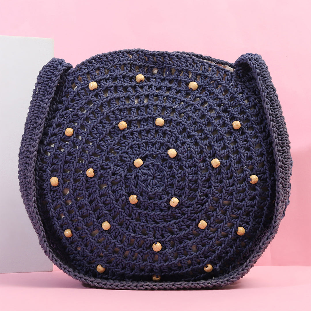 Handmade Beaded Crochet Blue United Urbane Crossbody Bag