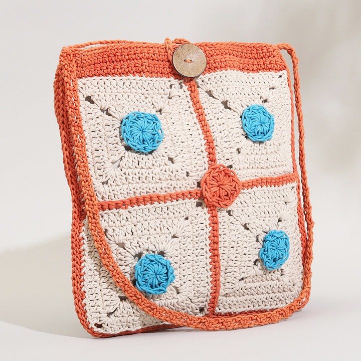 Handmade Crochet Floral Crossbody Bag