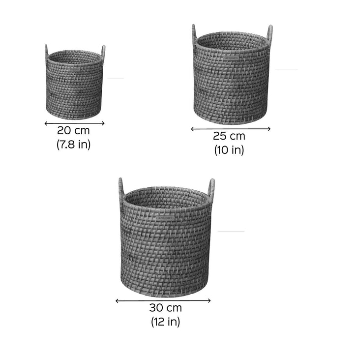 Handmade Rattan Cane Planter with Handles | Set Of 3