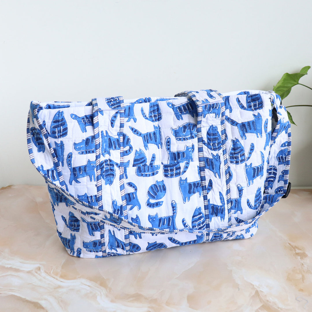 Personalized Blue Cats Diaper Bag With Stroller Straps