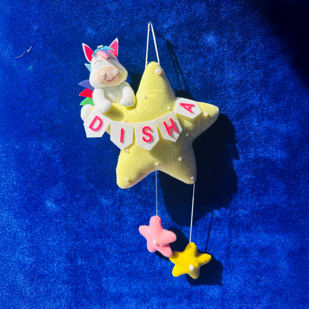 Personalized Handmade Stars Theme Felt Kids Name Plate