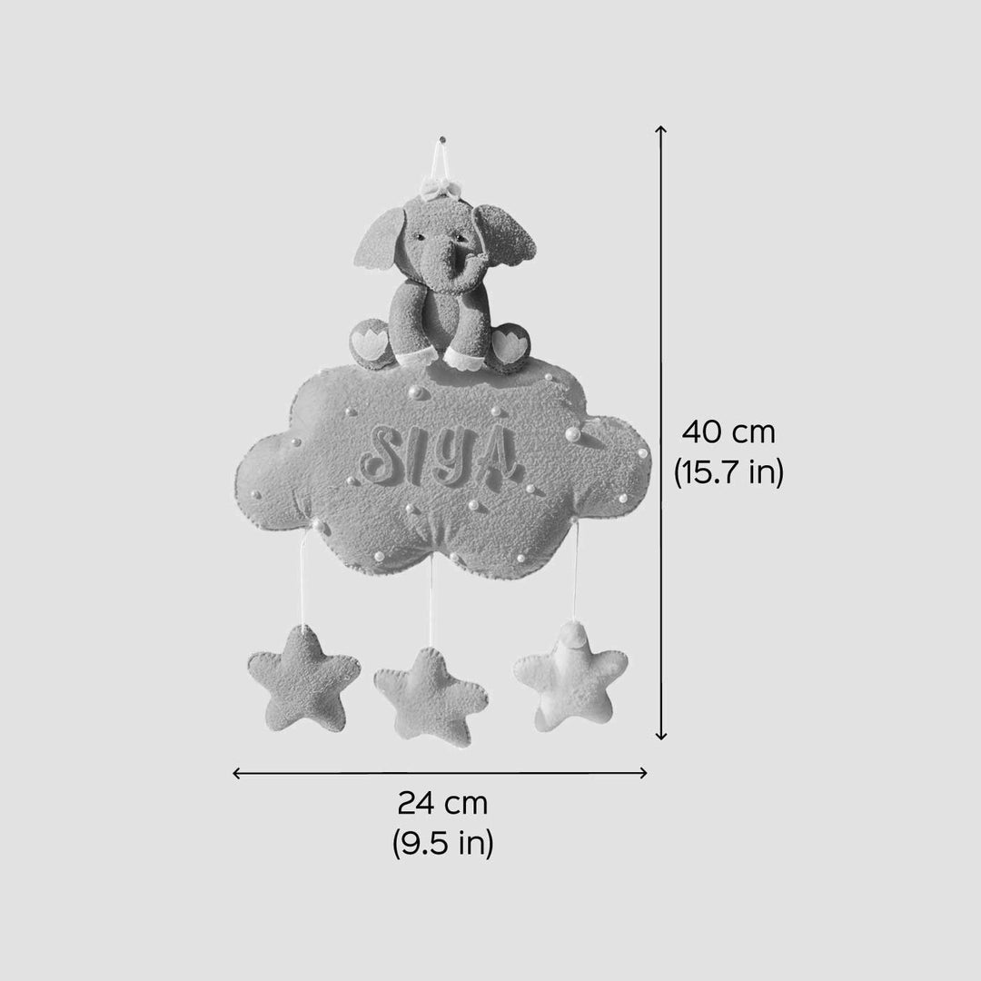 Personalized Handmade Animals On Cloud Theme Felt Kids Name Plate With Date of Birth