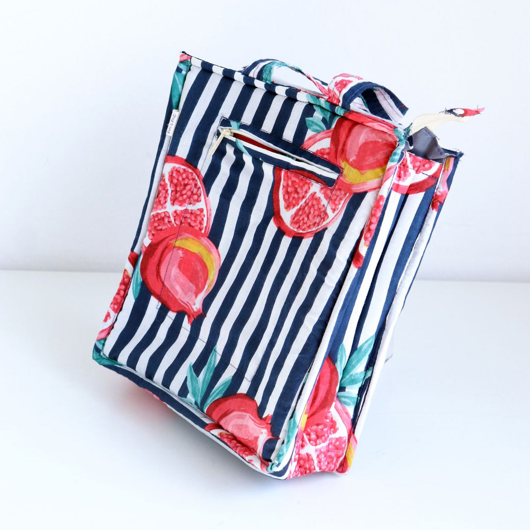 Handmade Printed Fruit Quilted Cotton Lunch Bag | 11 x 9.5 Inch