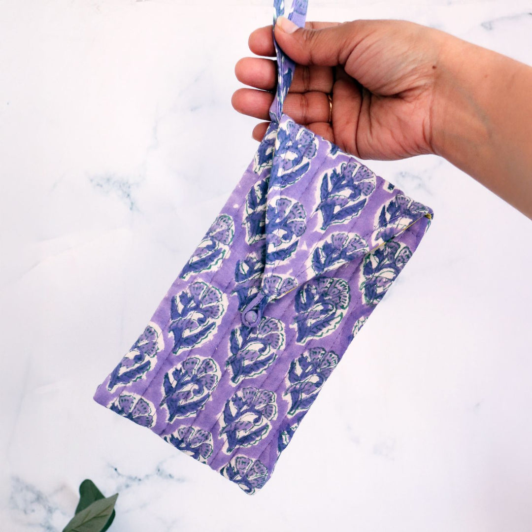 Assorted Handmade Printed Quilted Floral Cotton Sunglass Cover | Set Of 5 | 8 x 4 Inch