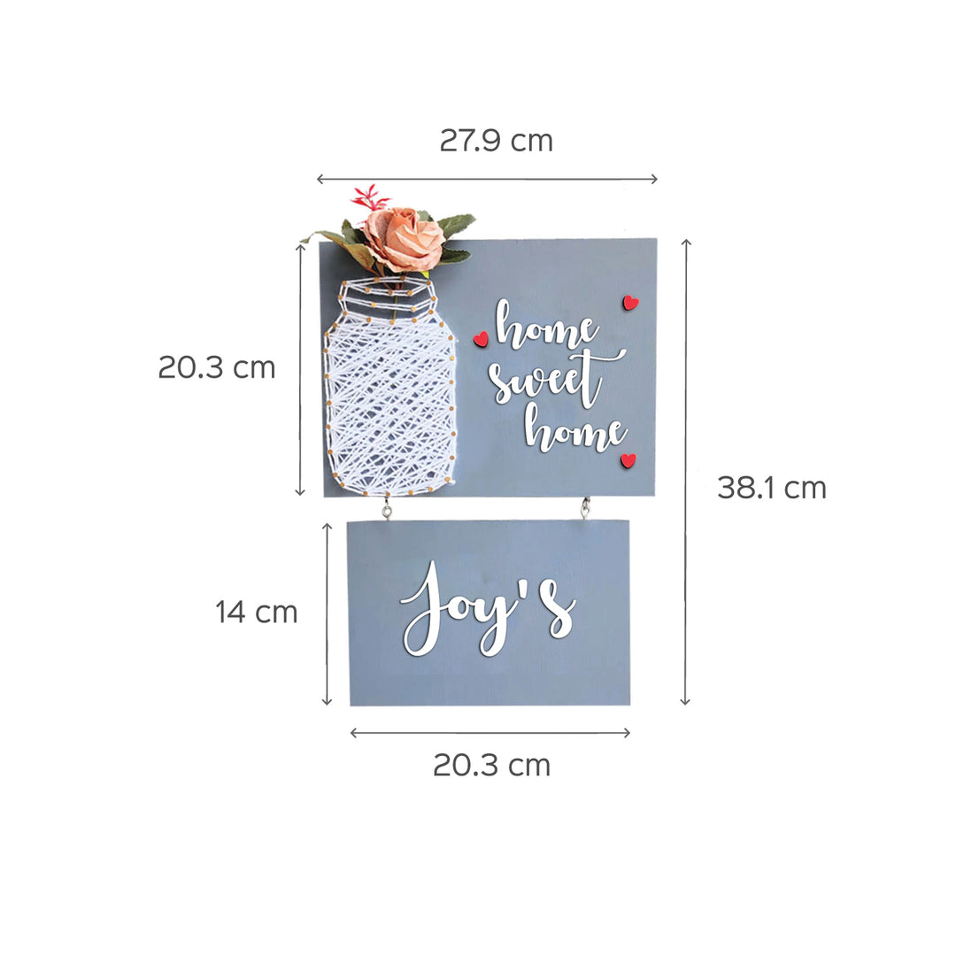 Our Happy Place Mason Jar String Art Personalised Name Plate 5 - Dimension Chart with Personalized Name