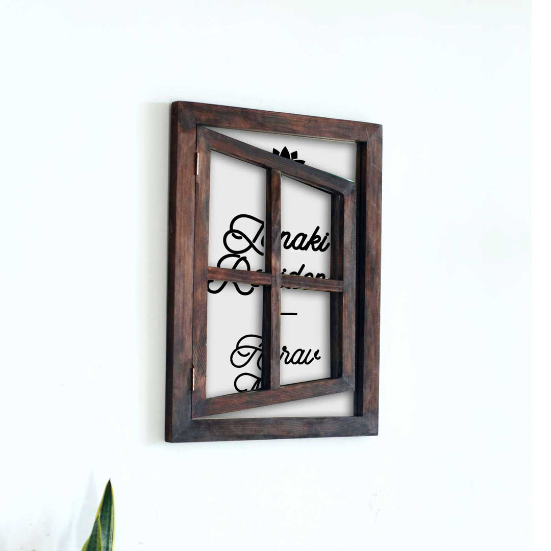 Classic Illusion Window Personalised Distress Finish Pine Wood Nameplate