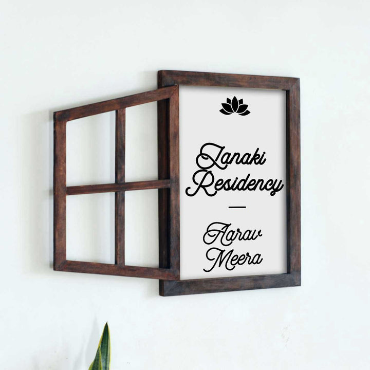 Classic Illusion Window Personalised Distress Finish Pine Wood Nameplate
