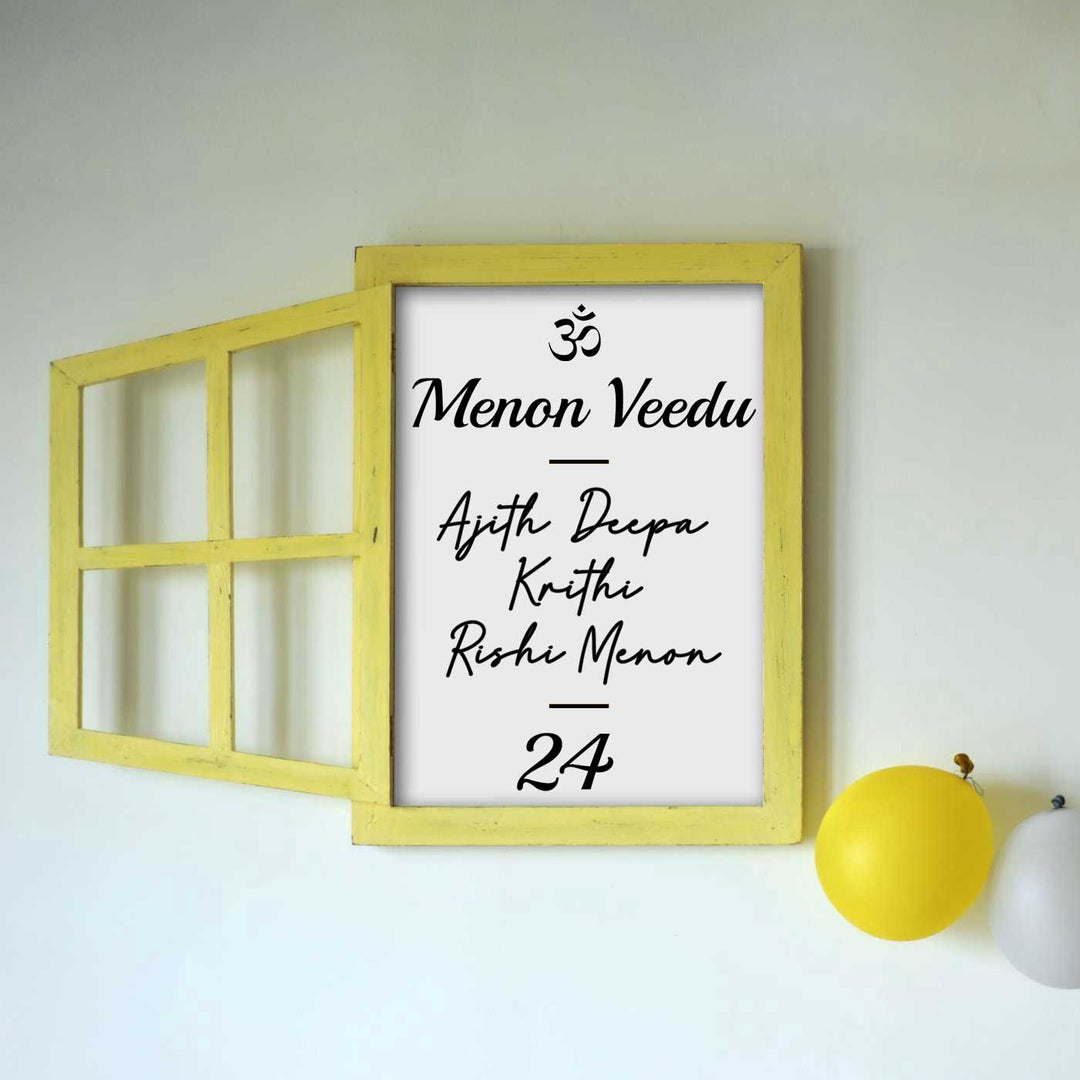 Classic Illusion Window Personalised Distress Finish Pine Wood Nameplate
