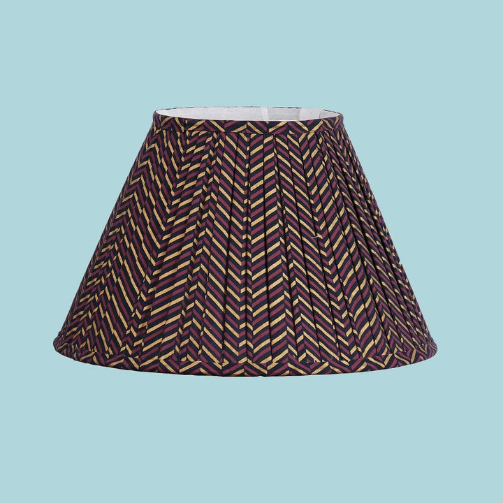 Peach Block Print Multicolor Pleated Empire Lampshade