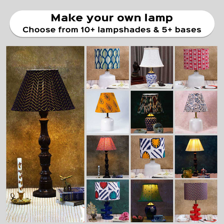 Hand-Embroidered Chikankari Phool & Blue Pottery Lamp