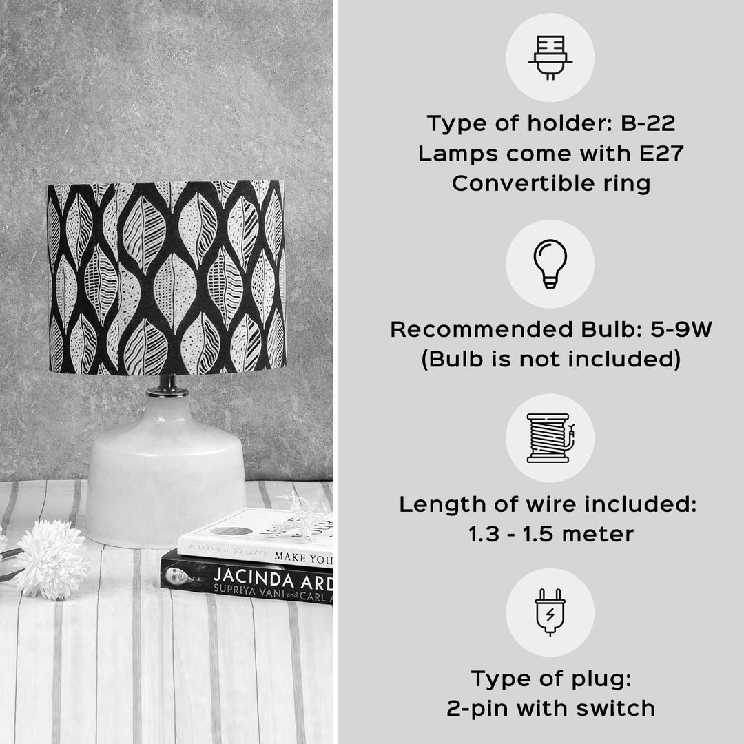 Ajrakh Leafy Block Print & Blue Pottery Lamp