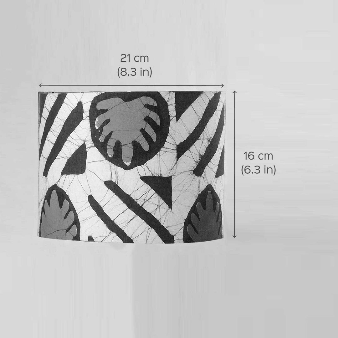 Batik Drum Shade & Blue Pottery Lamp
