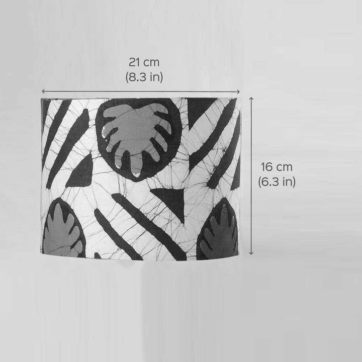 Batik Drum Shade & Blue Pottery Lamp