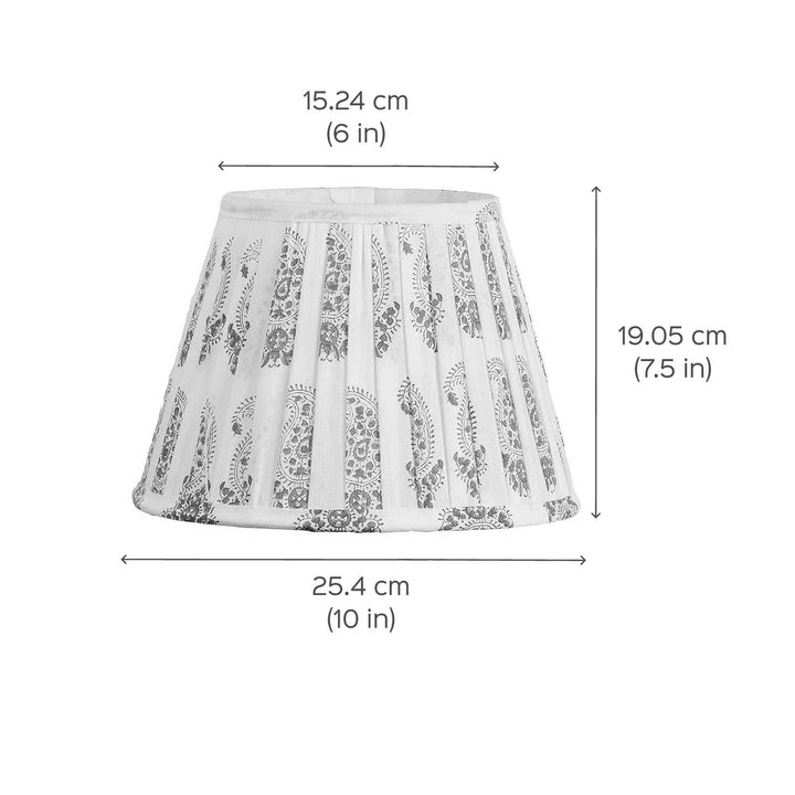 Paisley Block Print Pleated Fabric & Blue Pottery Lamp