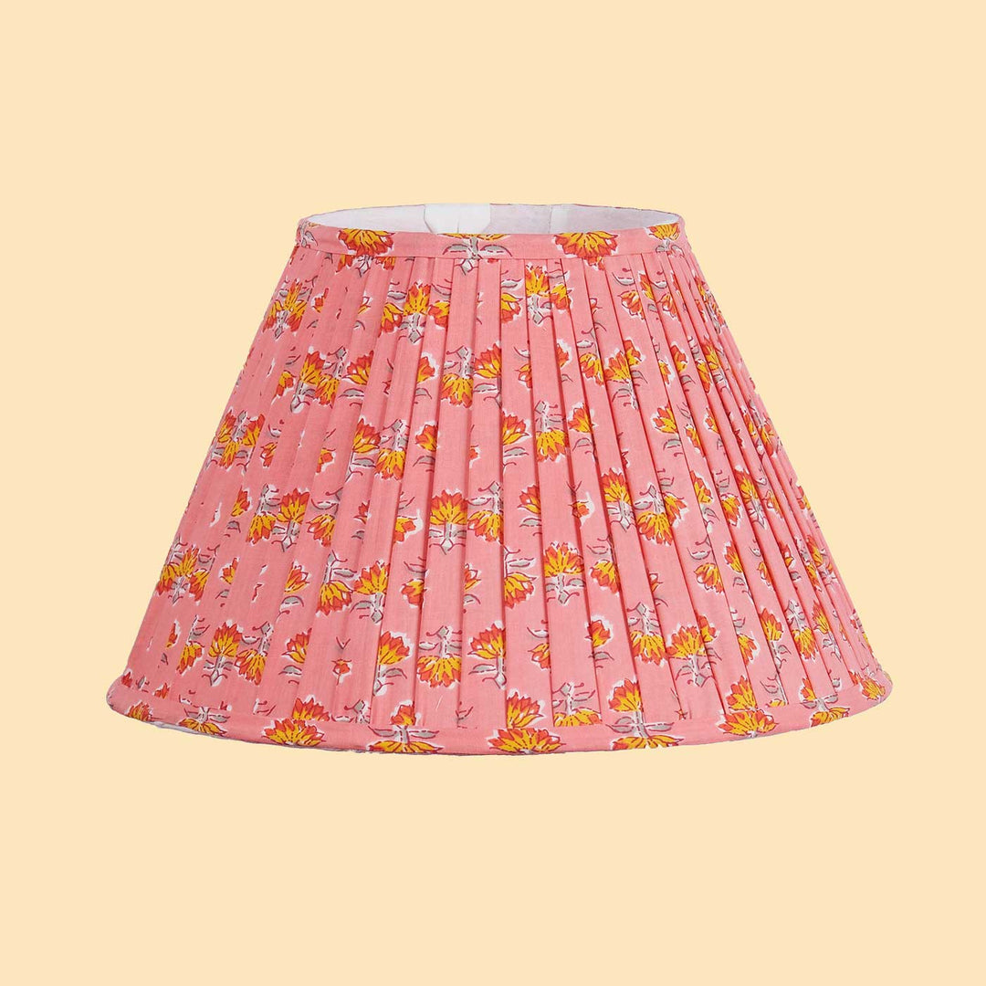 Peach Block Print Multicolor Pleated Empire Lampshade