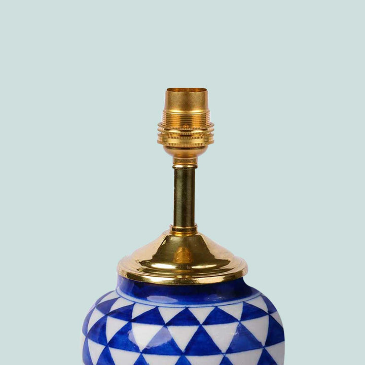 Batik Pleated Fabric & Blue Pottery Lamp