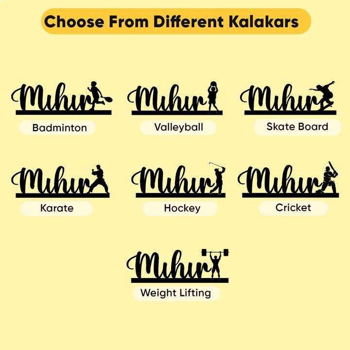 Personalized Handmade Kalakaar Wooden Cutout Name Plate For Boys - Multiple Design Style Options Display