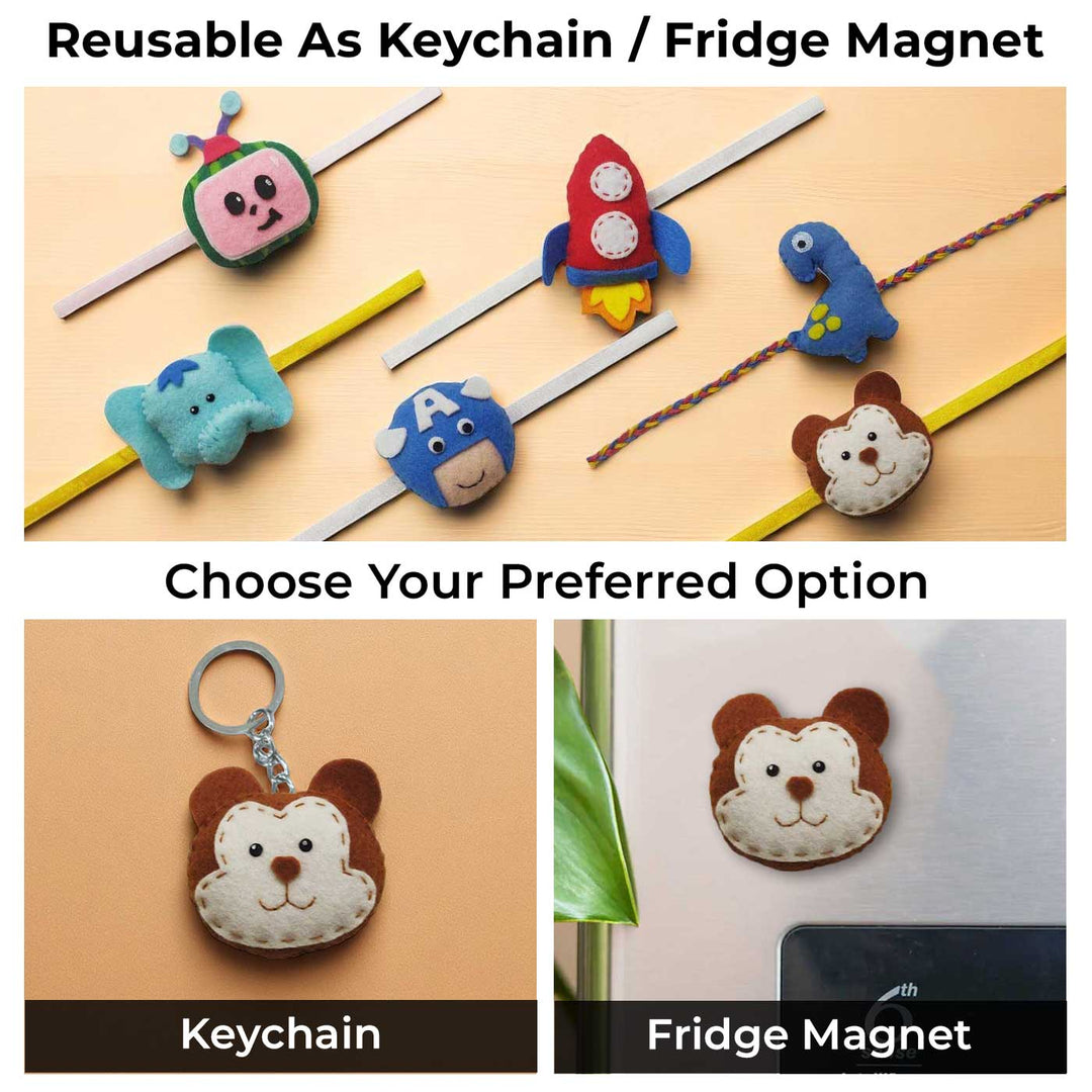 Handmade Lion Theme Felt Kids Rakhi With Roli Chawal