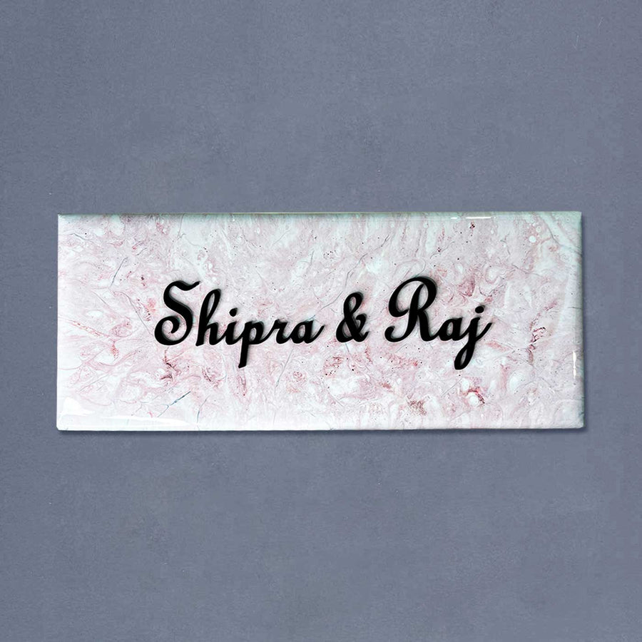 Personalized Resin White And Gold Name Plate - Personalized Name Engraving Example