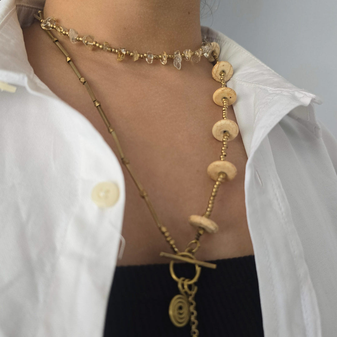 Handmade Ivory Drift Modular Brass Necklace
