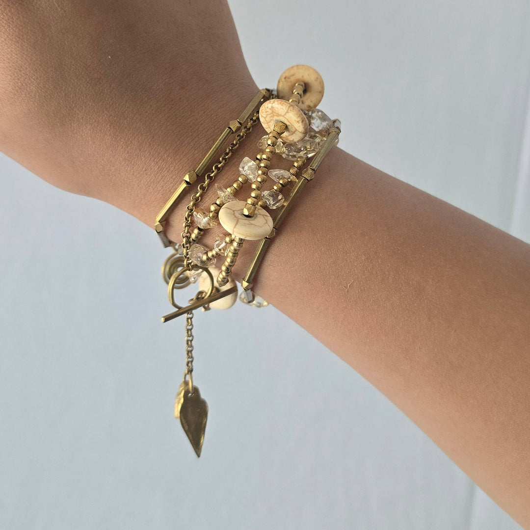 Handmade Ivory Drift Modular Brass Necklace