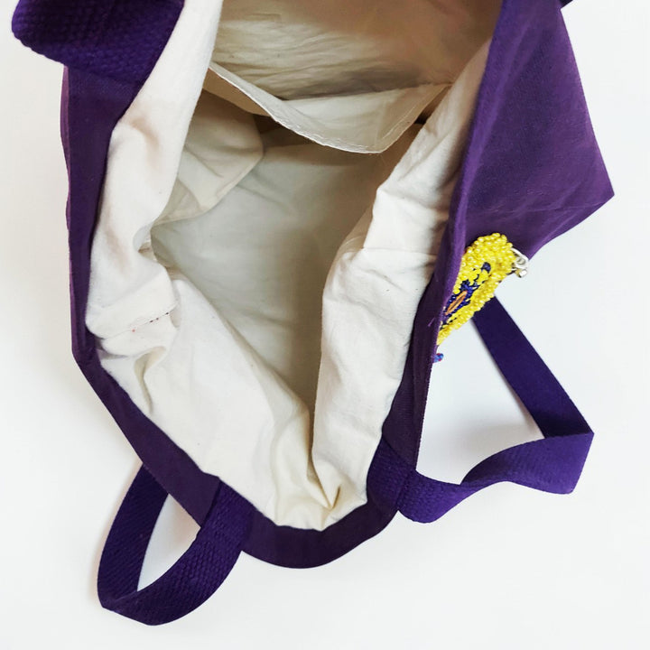 Hand-Embroidered Dori Work Purple Kamli Tote Bag