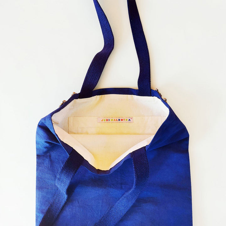 Hand-Embroidered Dori Work Blue Deewani Tote Bag