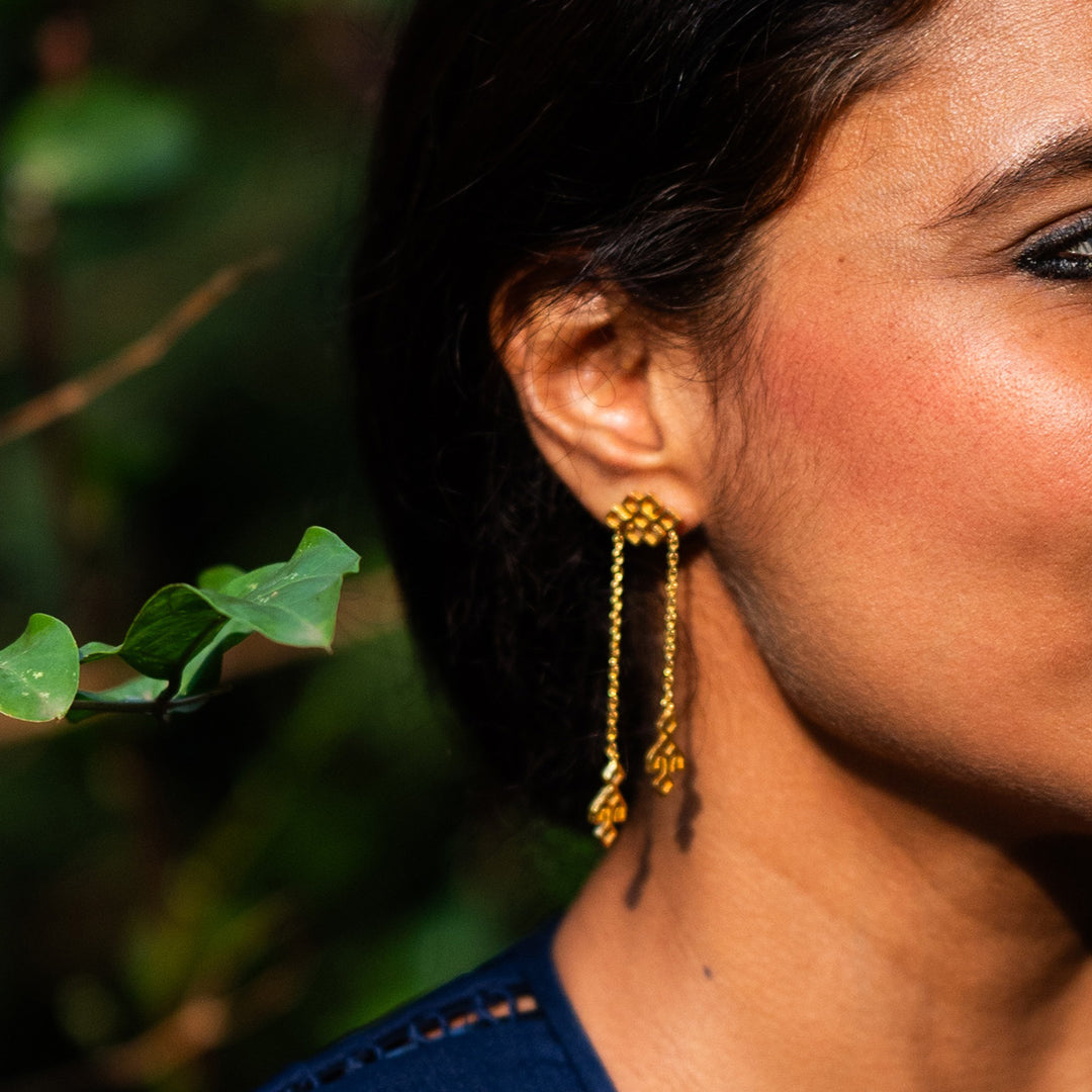 Handmade Jharna 22k Gold Plated Silver Earrings