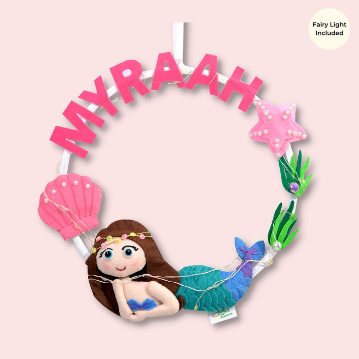 Personalized Kids Theme Felt Hoop Name Plate 3 - Front View Hanging Decoration