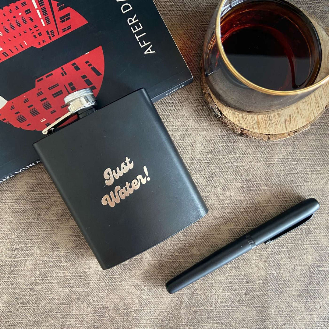 Customized Handmade Engraved Just Water Stainless Steel Hip Flask