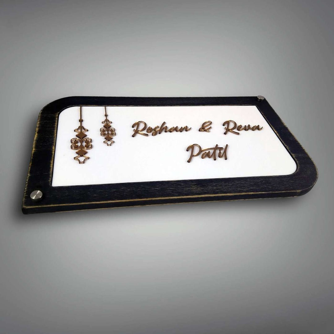 Personalized Minimalist Acrylic Name Plate 1 - Front Angle Showing Personalization