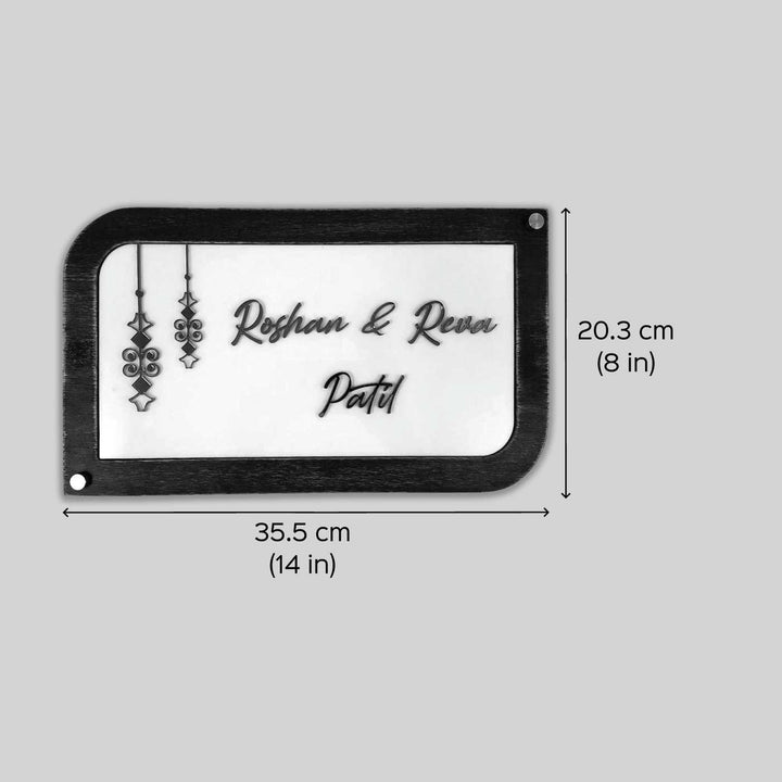Personalized Minimalist Acrylic Name Plate 1 - Dimension Chart with Name Personalization