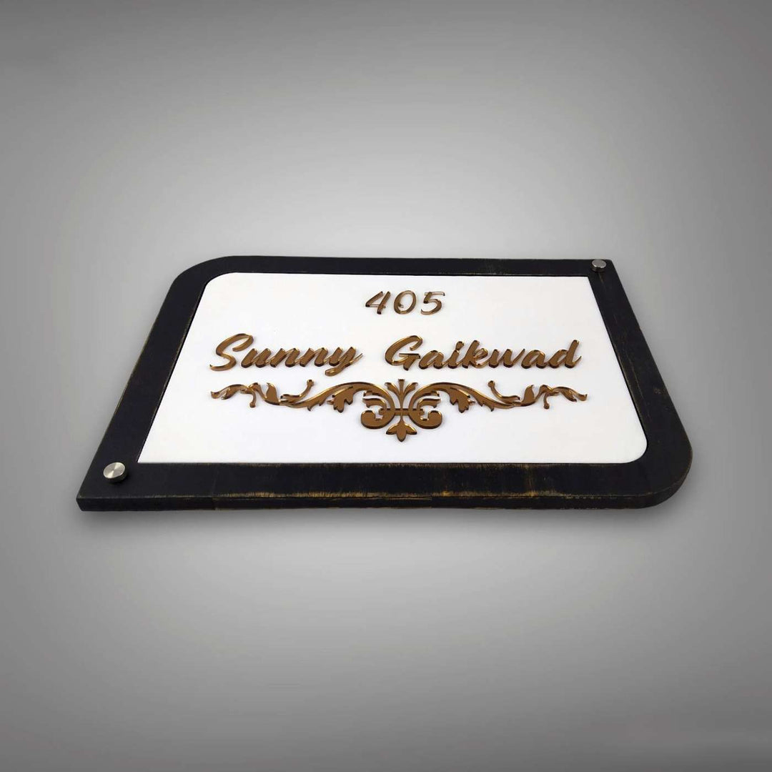 Personalized Elegant Acrylic Name Plate - Angled Front View Showing Depth