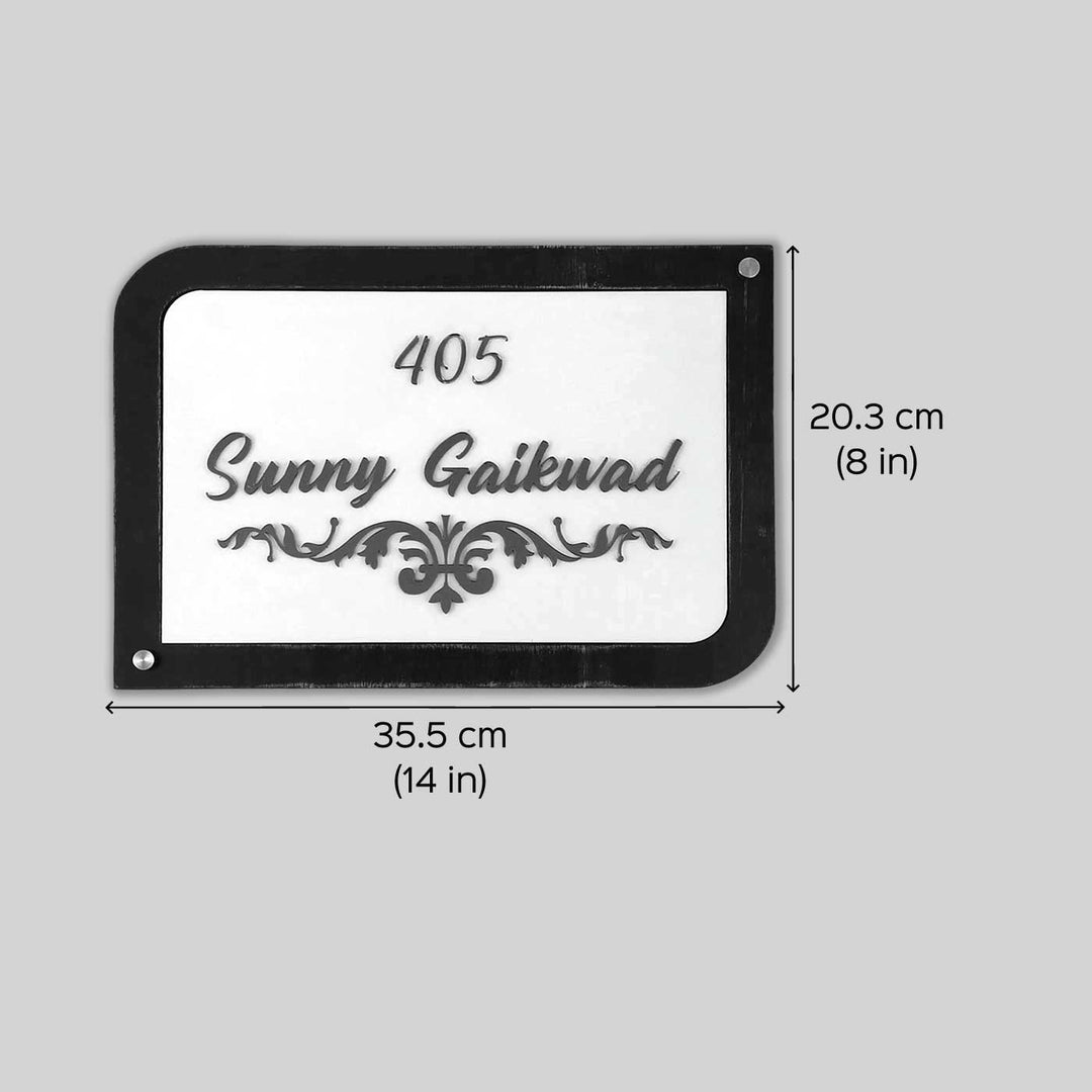 Personalized Elegant Acrylic Name Plate - Dimension Chart with Front View
