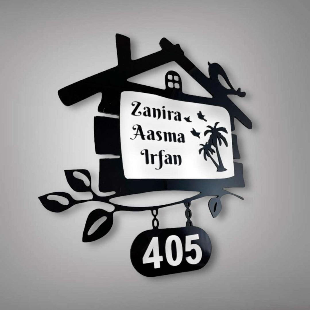 Personalized House Shaped Acrylic Name Plate - Front View with Name Personalization (6)