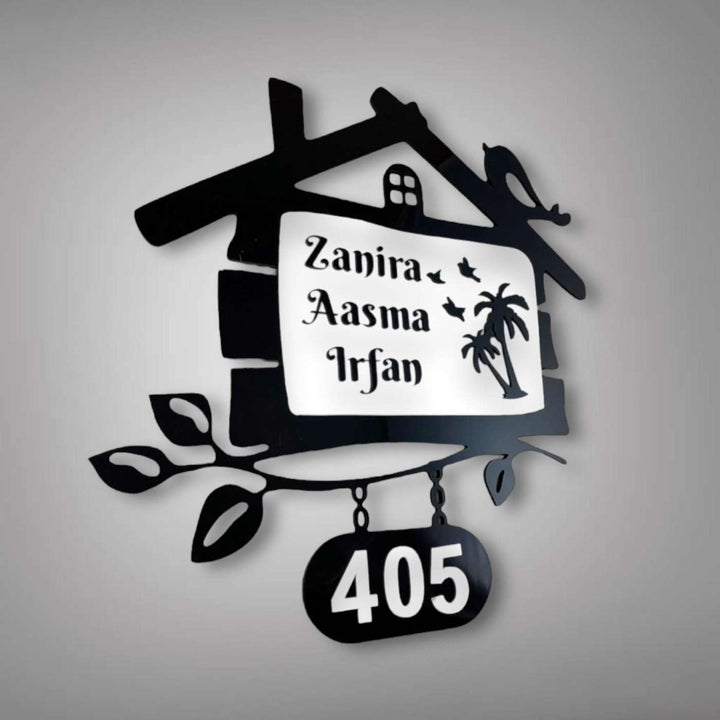 Personalized House Shaped Acrylic Name Plate - Front View with Name Personalization (6)