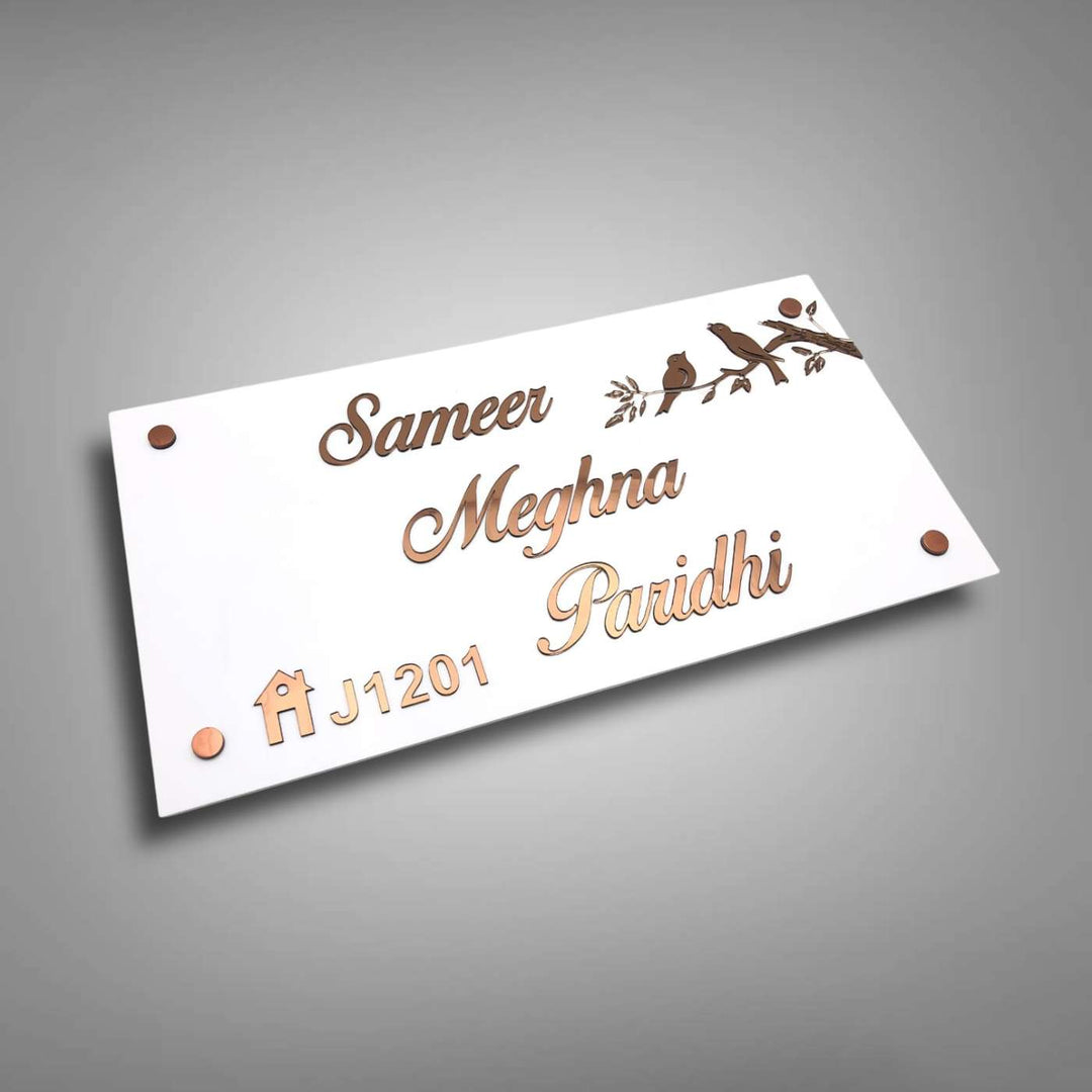Personalized Rectangle Birds Theme Acrylic Name Plate