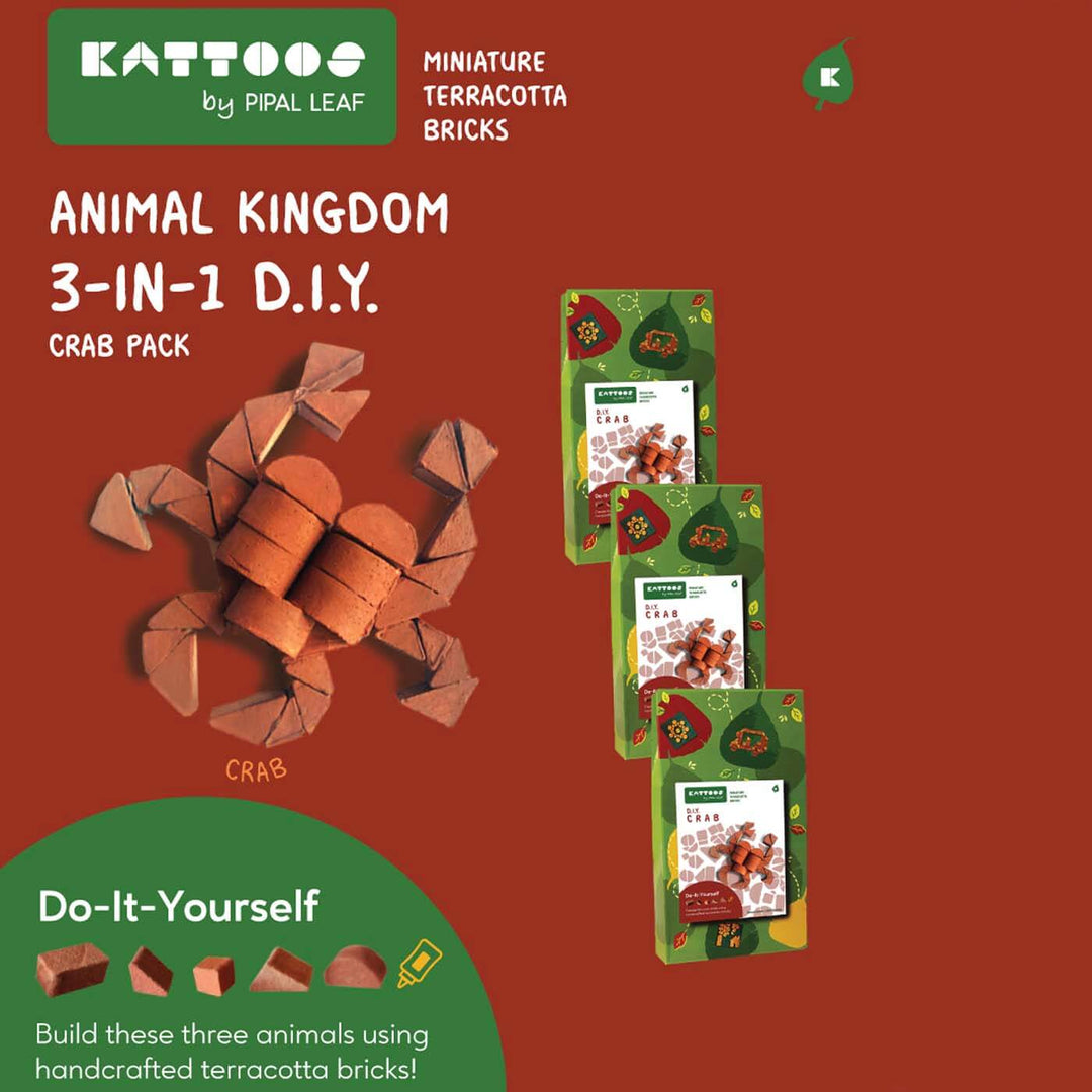 3 Crabs | Terracotta Minature Bricks DIY Construction Set | Suitable For Age 4+ Years
