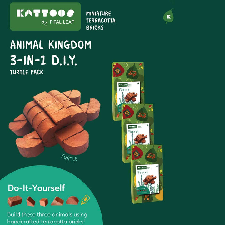 3 Turtles | Terracotta Minature Bricks DIY Construction Set | Suitable For Age 4+ Years