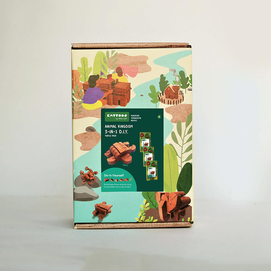 3 Turtles | Terracotta Minature Bricks DIY Construction Set | Suitable For Age 4+ Years