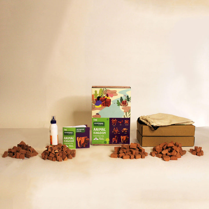 7 in 1 Animals | Terracotta Minature Bricks DIY Construction Set | Suitable For Age 4+ Years