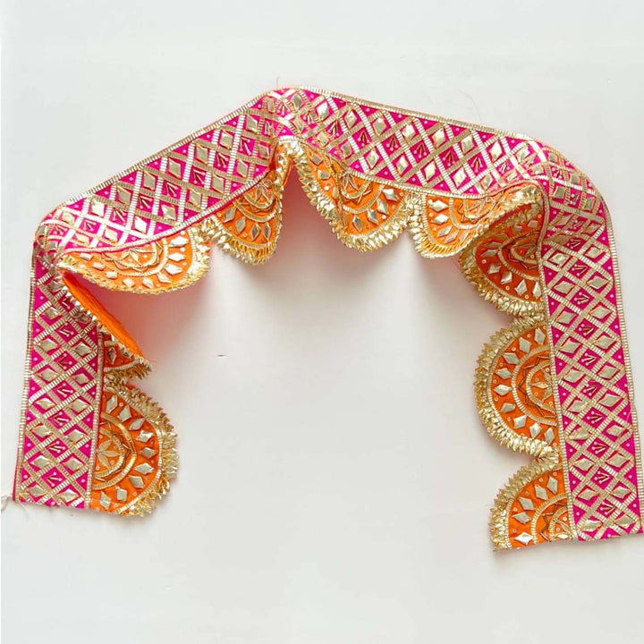 40 In | Handmade Gota Patti Orange & Pink Round Toran