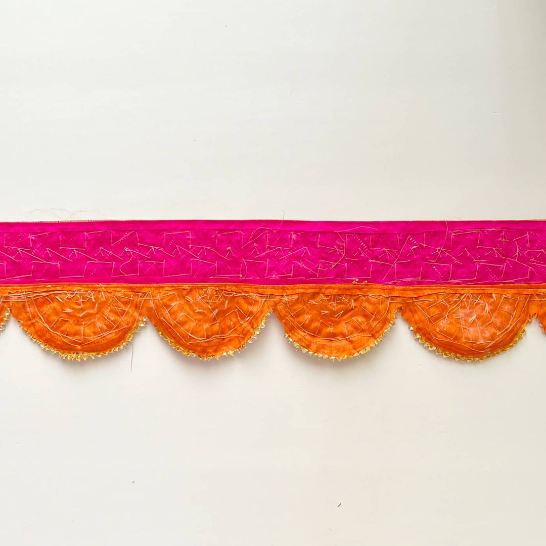 40 In | Handmade Gota Patti Orange & Pink Round Toran