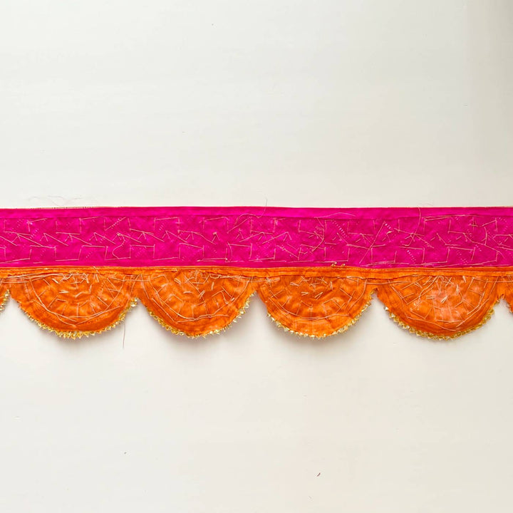 40 In | Handmade Gota Patti Orange & Pink Round Toran