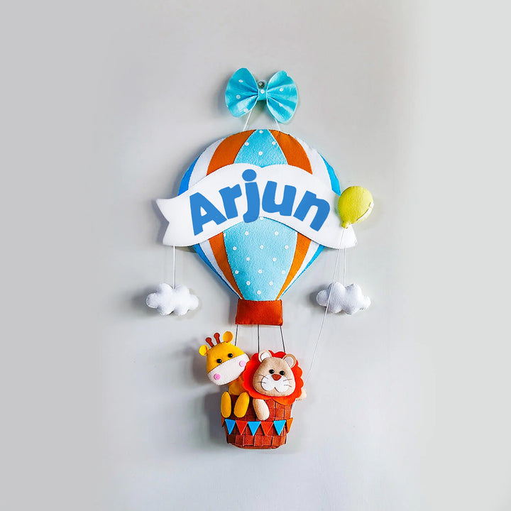 Hand Stitched Teddy Themed Felt Kids Name Hanging 11 - Front View Hanging on Wall (13)