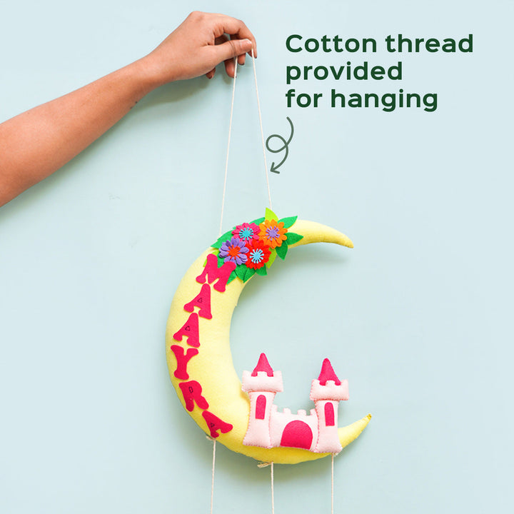 Handmade Unicorn On The Moon Kids Felt Name Hanging With Birthdate 1 - Hanging Display with Cotton Thread
