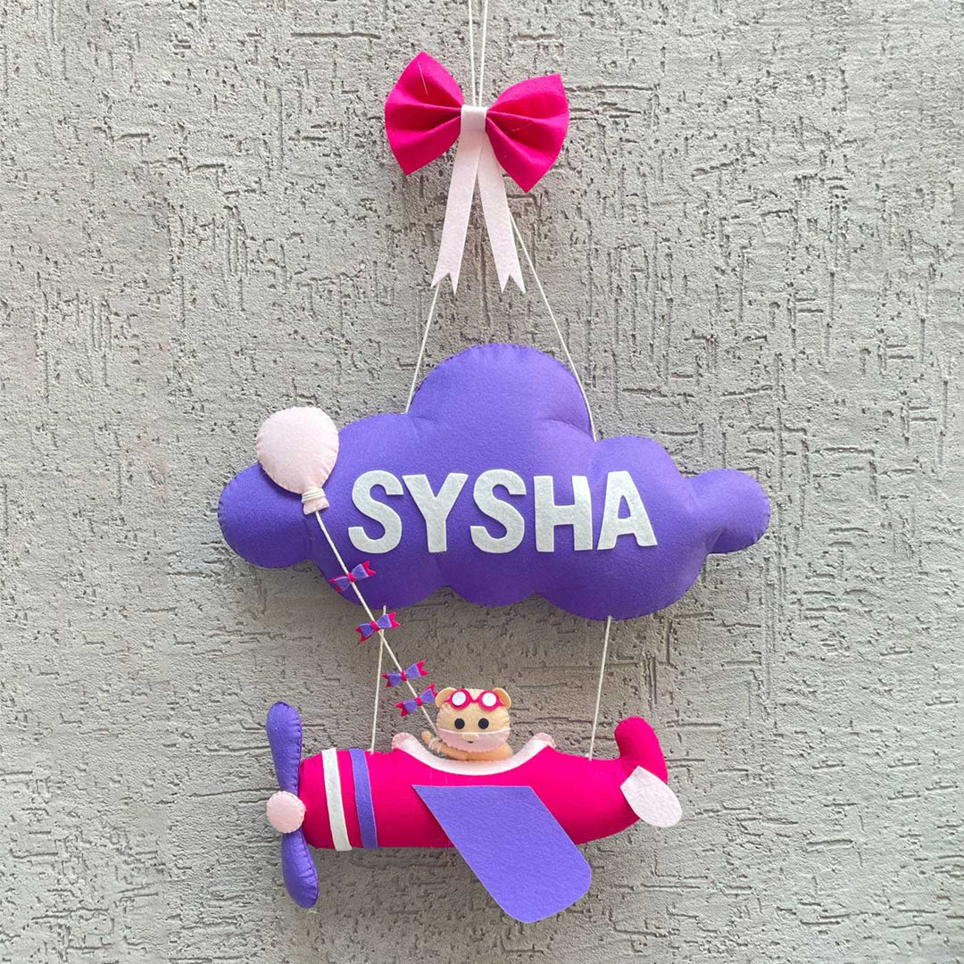 Handmade Personalized Felt Name Hanging Aviator - Hanging Personalized Name Display